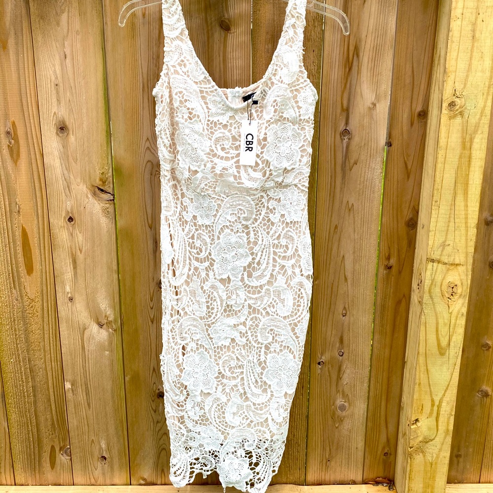 White lace midi dress